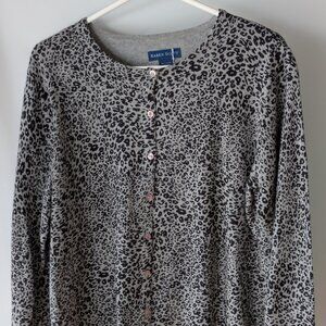 Karen Scott Black & Gray Animal Print Cardigan Sweater